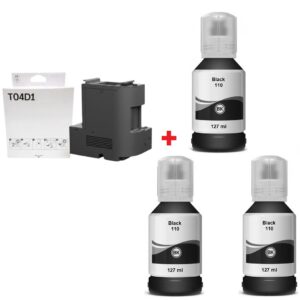 PACK COLLECTEUR ENCRE USAGEE T04D1 ET 3 ENCRES EPSON 110